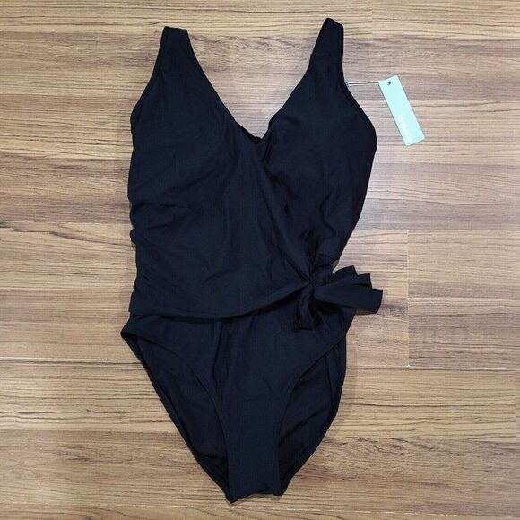 Birdsong Slimming Wrap Underwire One-Piece Swimsuit, Black, 14, 42C 40D 38E NEW - Picture 4 of 16